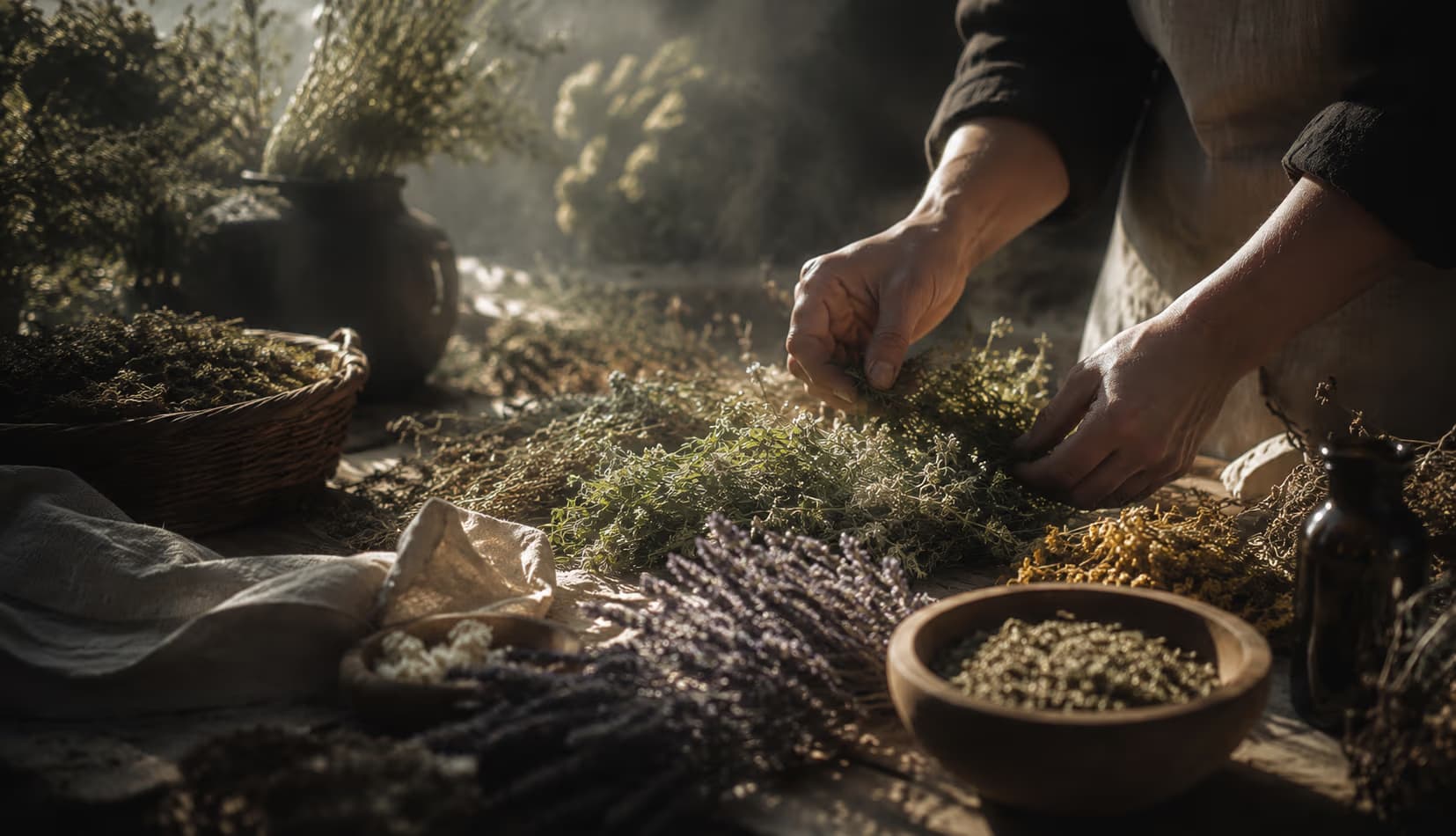 Huiles essentielles et flacons, sourcing botanique